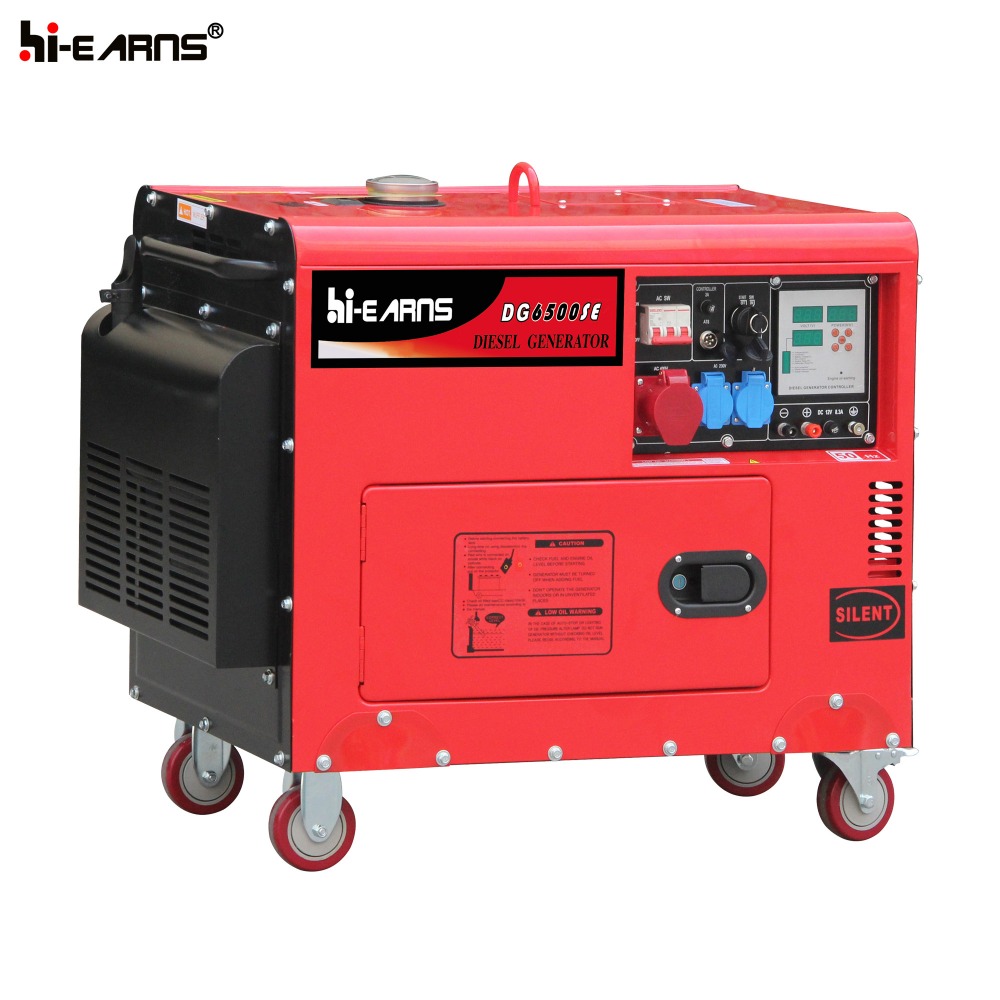 portable four side wheels digital meter silent diesel generator 5KW