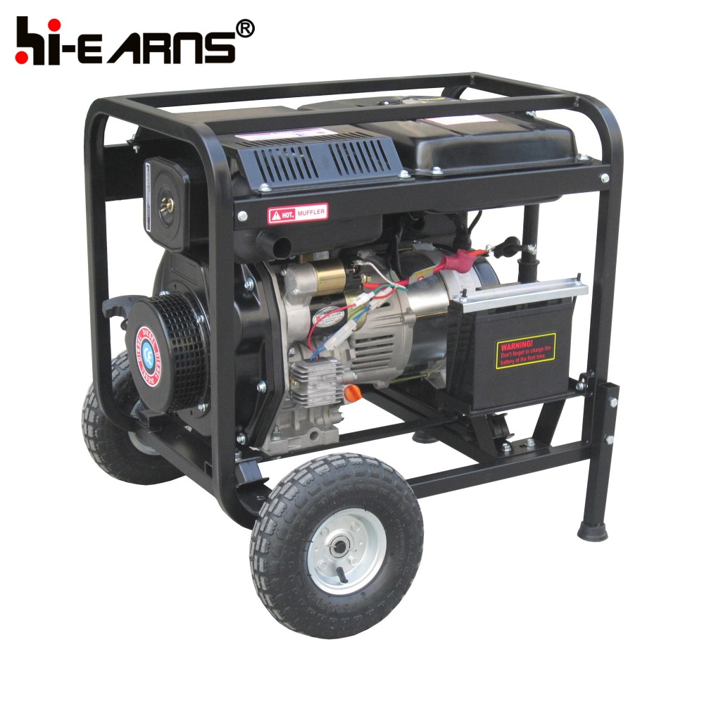 3KVA Portable air cooled electric diesel generator with arm and big wheel