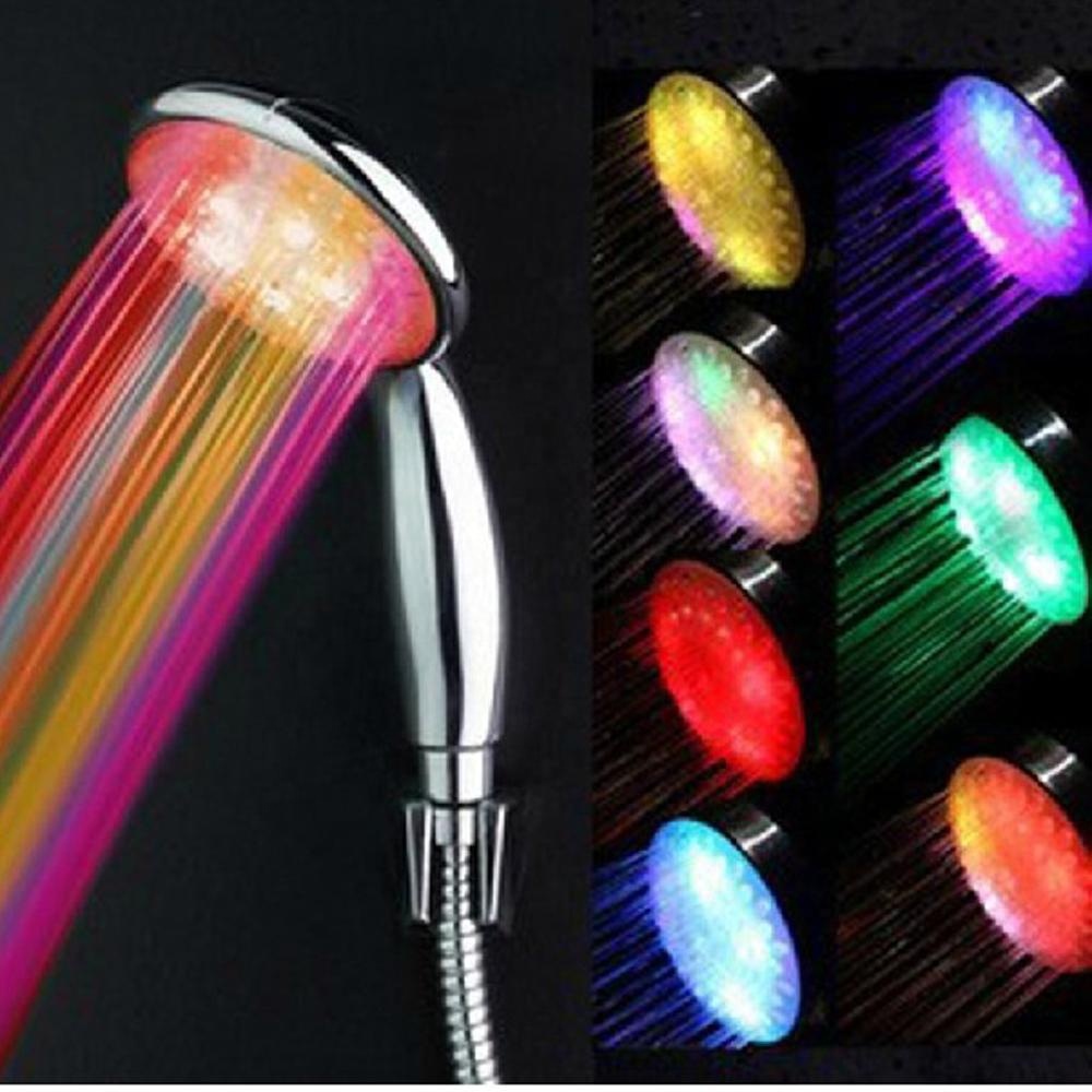 Water Pressure Driving 7 Colors Changing Type Bathroom LED Lighting Shower Head