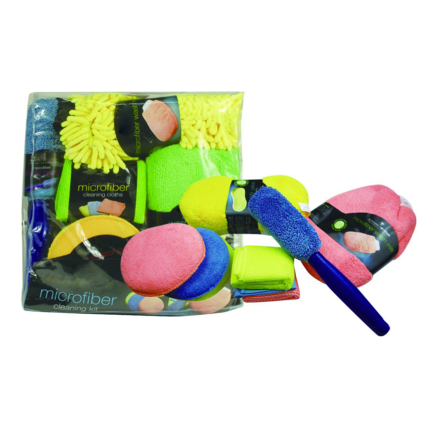 Car Cleaning Set with microfiber cloth sponge pad duster