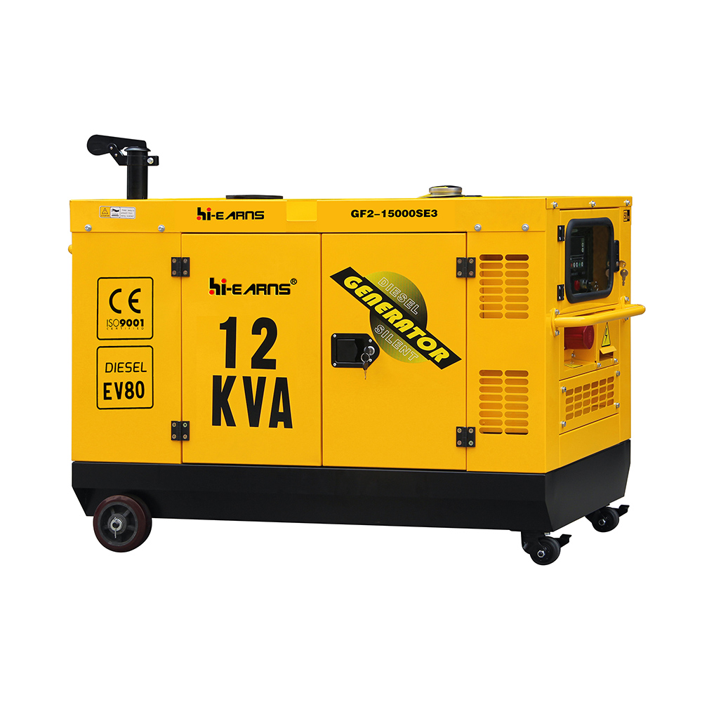 Hot sale 12KVA silent stable power two cylinder water cooled EV80 engine diesel generator with universal wheel