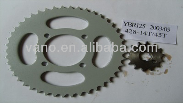 Factory Sales Material SAE1045 14T 45T 428H 118L Motorbike Chain and Sprocket YBR125