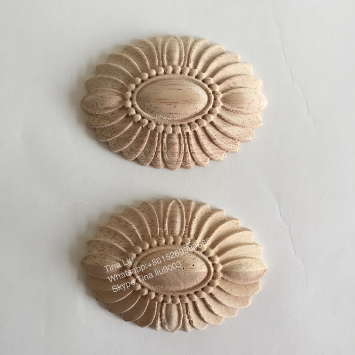 Rubber Wood Small Onlays Appliques Rosette For Furniture