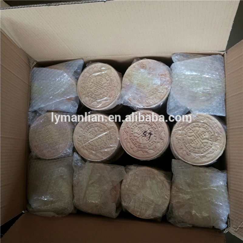 Wood carved round onlay appliques ornaments