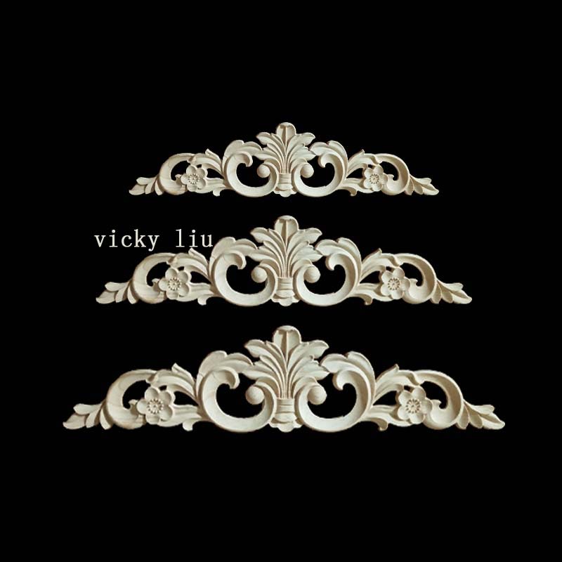 Unpainted wood carved Small Acanthus Furniture Decoration Onlay