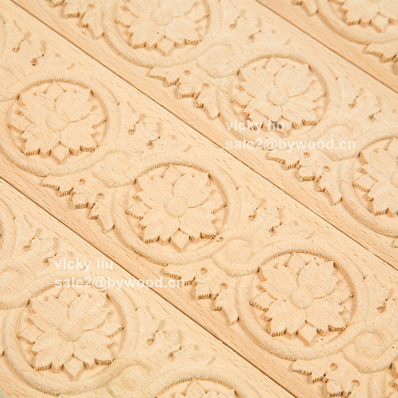 Unpainted furniture decoration carved flower molding wood lines