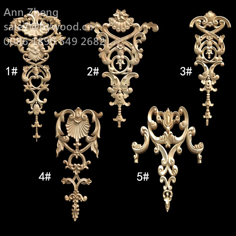 Europe decor wooden carvings flower door appliques and onlays