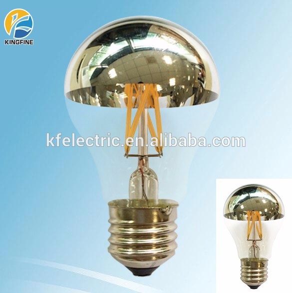 China Fashion design half-chrome silver mirror led filament bulb e27 4w 6w 8w led vintage light filament