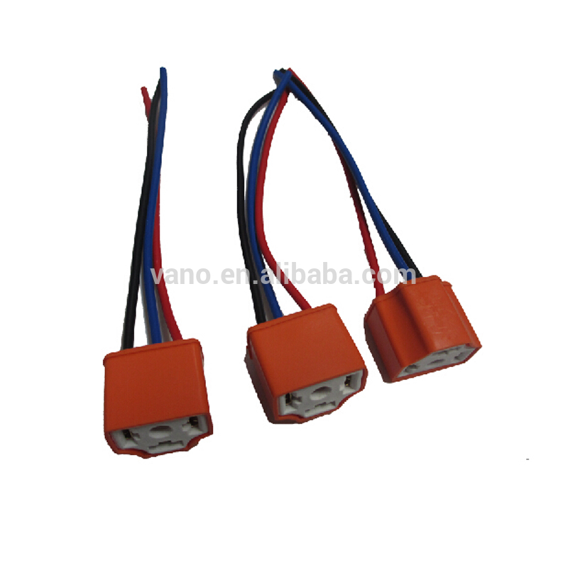 3 Pin Ceramic Auto Car Light H4 Led Bulb Socket Holder