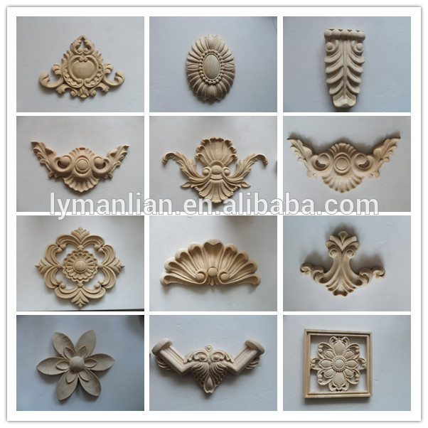 Decorative Wooden Furniture Ornaments Square Rosette