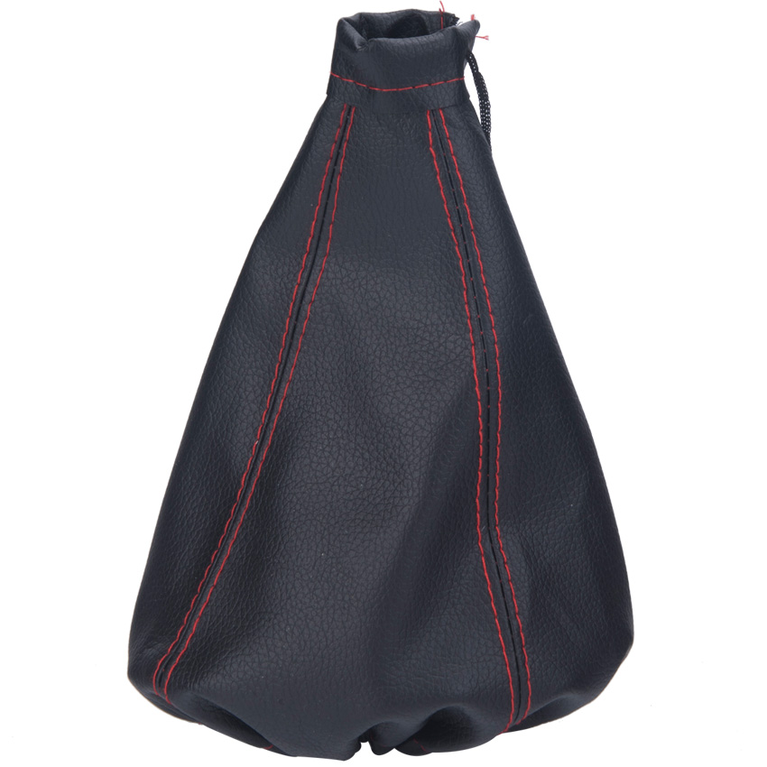 Black With Red Stitching PU Car Shift Knob Boot Cover