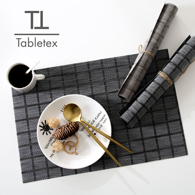 Tabletex PVC grid jacquard placemat handmade folding customization anti slip plastic dining kitchen mat pvc table mat