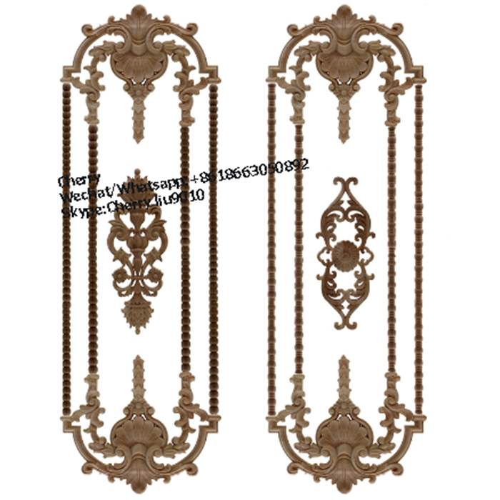 Decorative Antique Wood Carving Rubber Wood Onlays Appliques