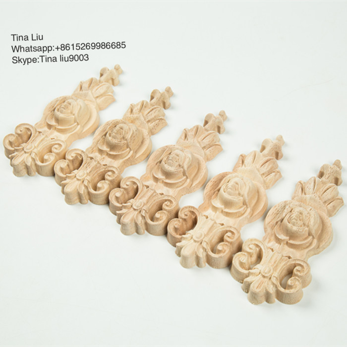 Decorative furniture flower wooden appliques and onlay