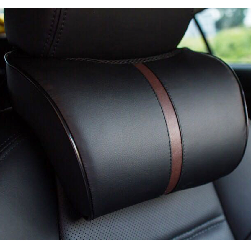 High Quality Leather Car Neck Rest & Waist Cushion Set
