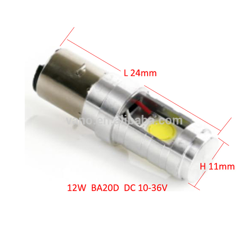 BA20d DC 10-36V 12w led bulb for motorcycle headlight