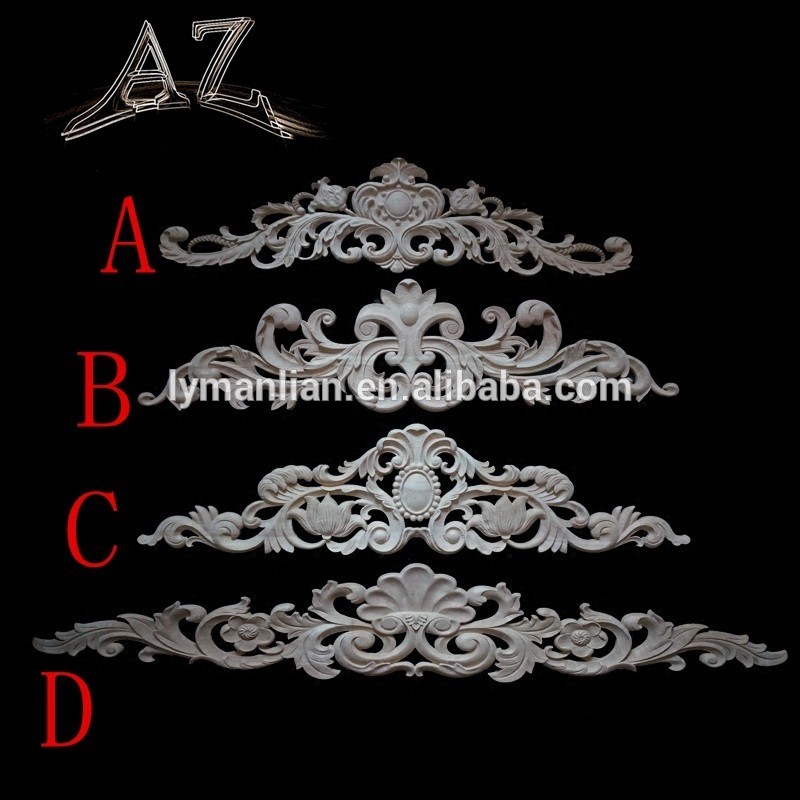 dongyang cnc wood trim Unfinished hand carved wood onlays