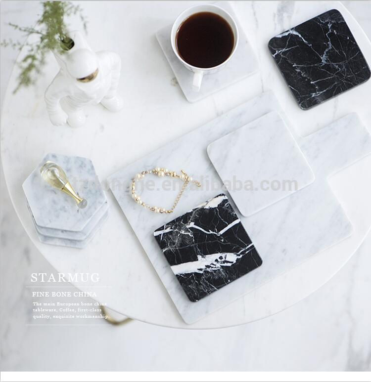 Tabletex wholesales custom eco-friendly anti-slip waterproof and heat-resisten a set of 4 natural marble coasters