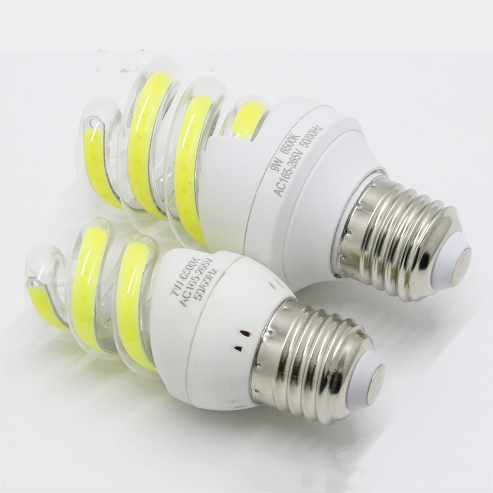 AC165-265V sprial lamp 7W 15w 24w 32w 40w  LED energy saving bulb COB home lighting With E27 E14 B22