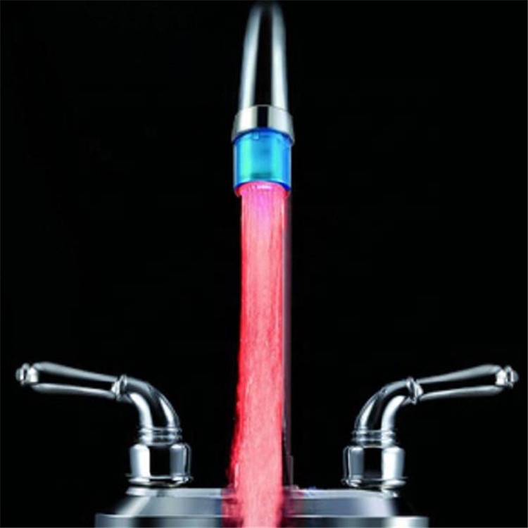 Round Spout Body Chrome Bathroom LED Faucet With Rainbow Changing