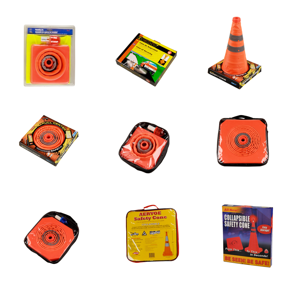 28 7lbs Black Base Orange Durable collapsible reflective Traffic Safety Cone with light