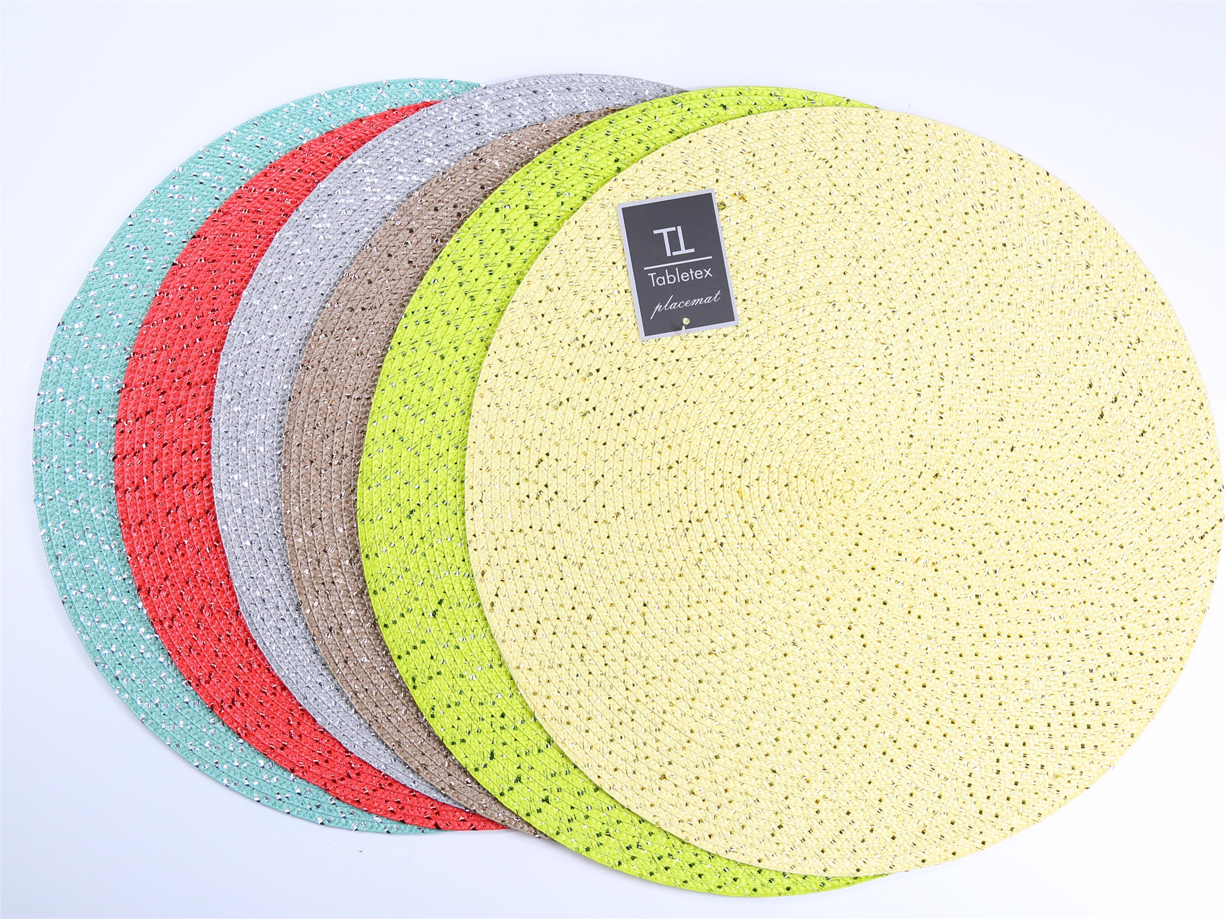 Tabletex  Round woven placemats with Glitter  Anti slip placemats