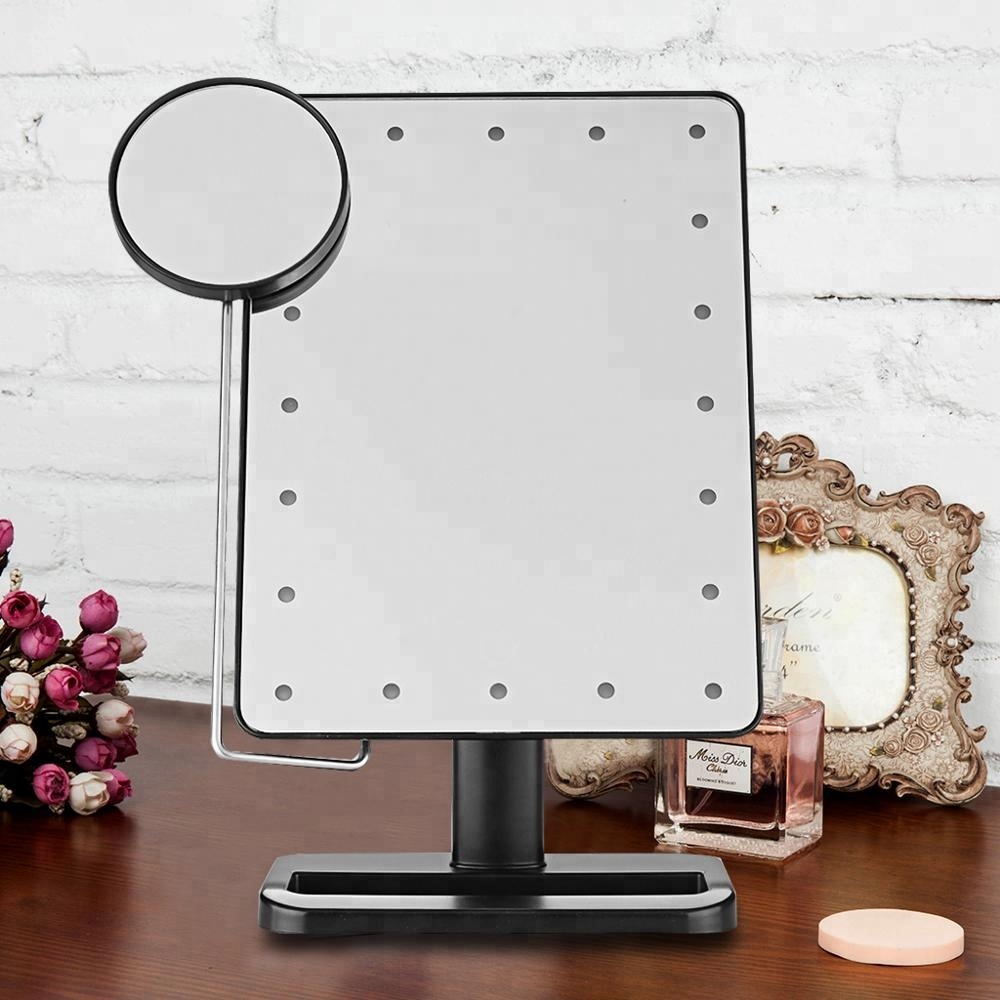 High quality stainless steel magnifying led desktop mirror with AA battery