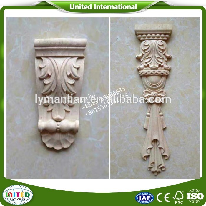Solid wood carved applique Roman column head and cap