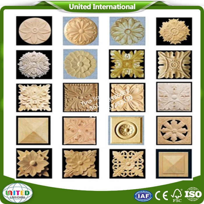 Decorative wood appliques and onlays hand carved ornaments