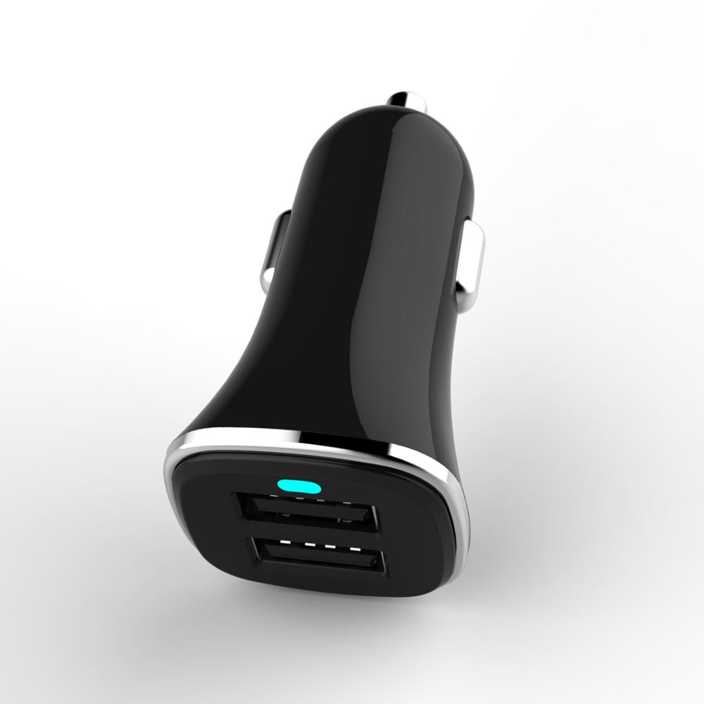 USB Car Charger Black Color With Silver Ring