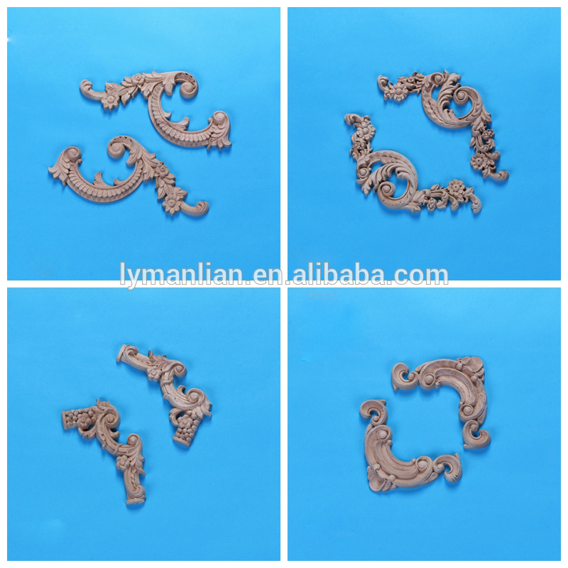 Wood Carving Antique Panel Moulding Corner Onlay Applique