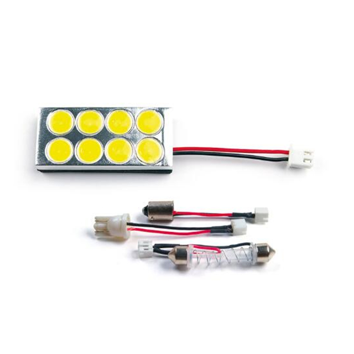 White Car Interior Light Panel 8 SMD LED T10 BA9S Dome Festoon Bulb Adapter 12V