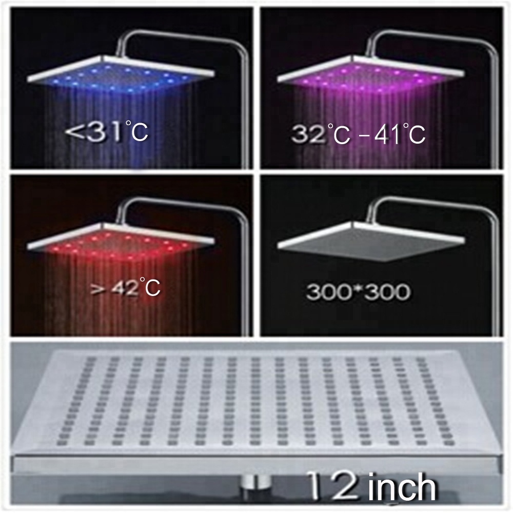 RC-S1201B No Battery Need 7 Colors Change LED Shower Head Spa High Quality 12 Inch