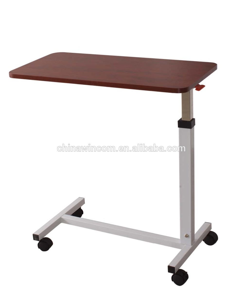 Hospital Folding Adjustable Wood Overbed Table For Bed
