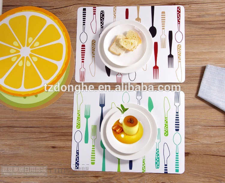 Wholesale Custom made Printed Design Waterproof PP Printing Placemats for Dining table Rectangle Plastic Table mats