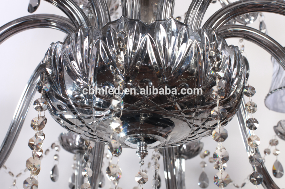 grey color big size chandelier,retractable chandelier light,crystal chandelier glass arms