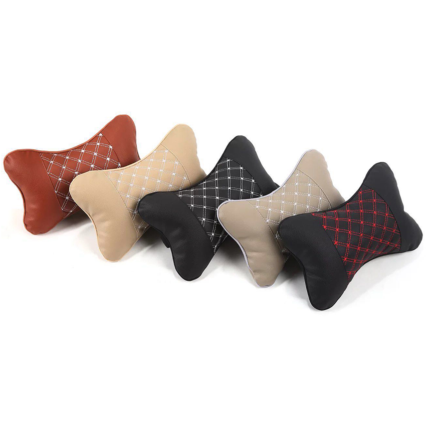 PU & Cotton with Stitching Car Seat Headrest Pillow in Bone Shape