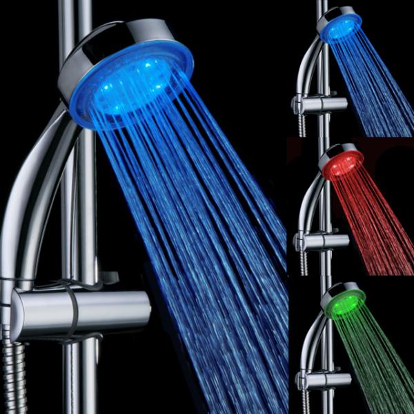 Bathroom Temperature Controlled 3 colors Automatic Change Shower Head