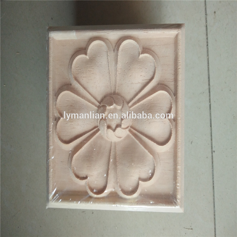 Pine WOOD Rosette Molding Door Corner flower Decorative Large 5 square