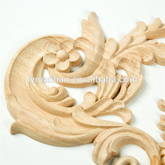 hand carved wood furniture applique and onlay decoration
