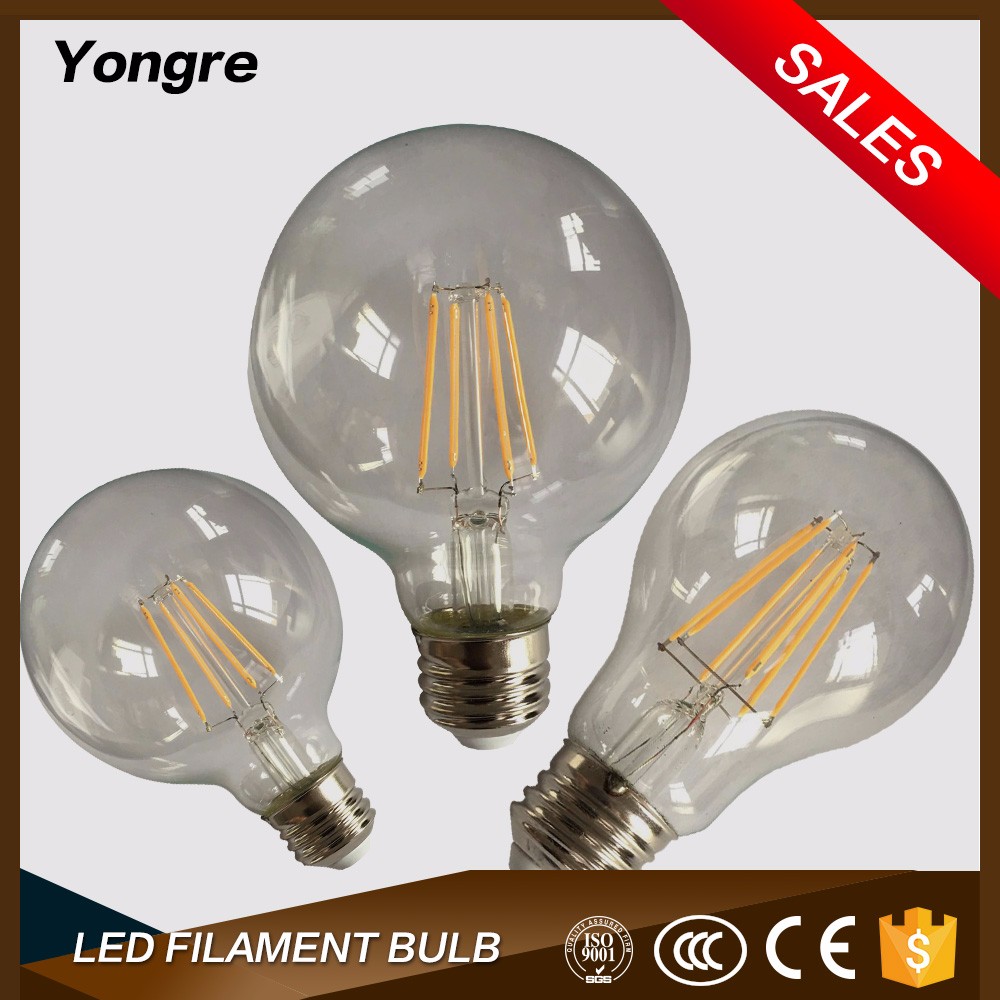 Led edison bulb 6w custom filament glass bulb industrial lighting transparent lamp