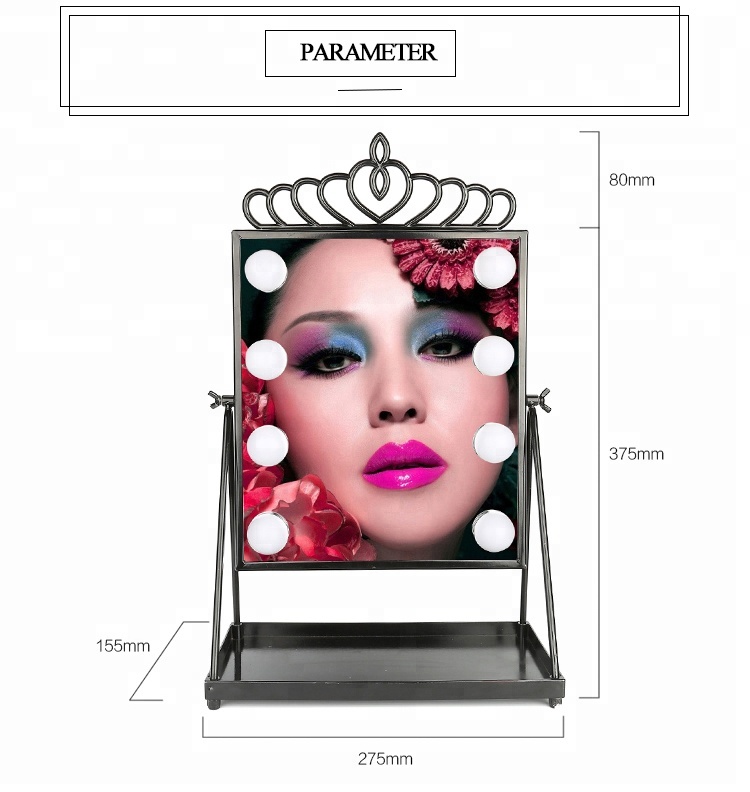 Factory Wholesale LED Hollywood LED Makeup Mirror with 8 LED Bulbs Princess Vanity Mirror