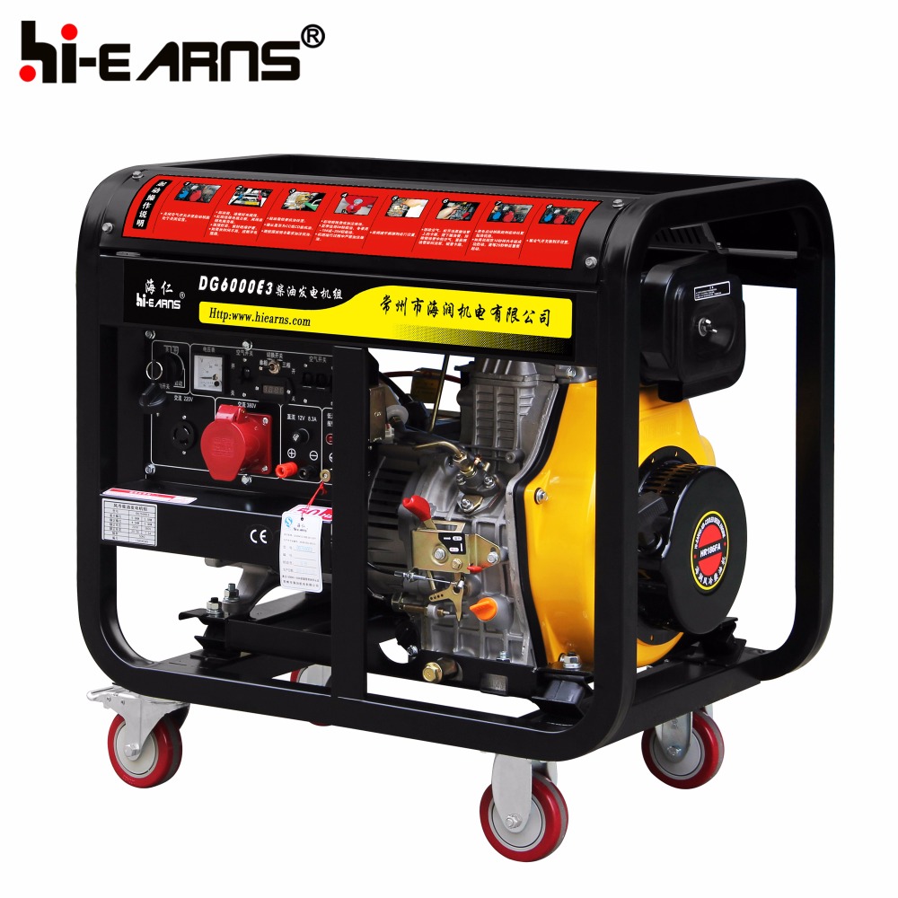 Air-cooled open frame type 5kva 3 phase diesel generator