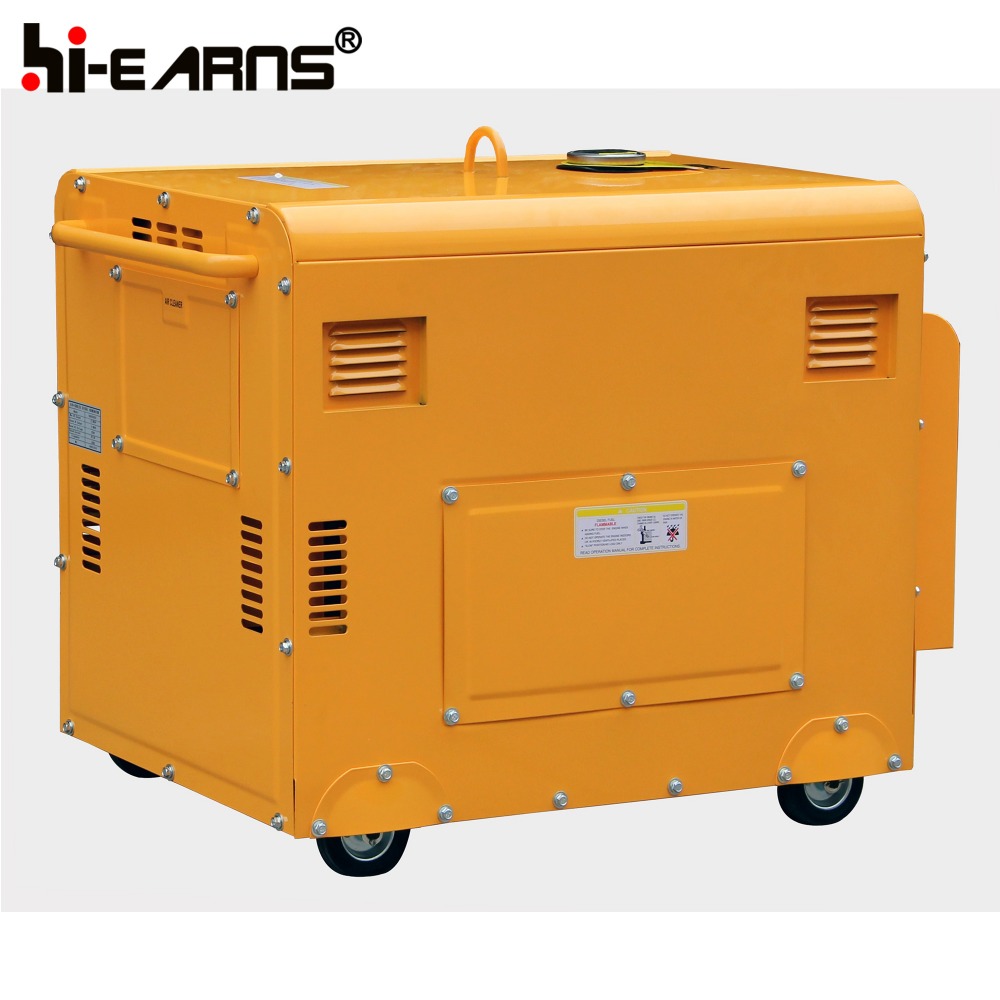 5KW silent and electric start air cooled diesel generator with rings and handle