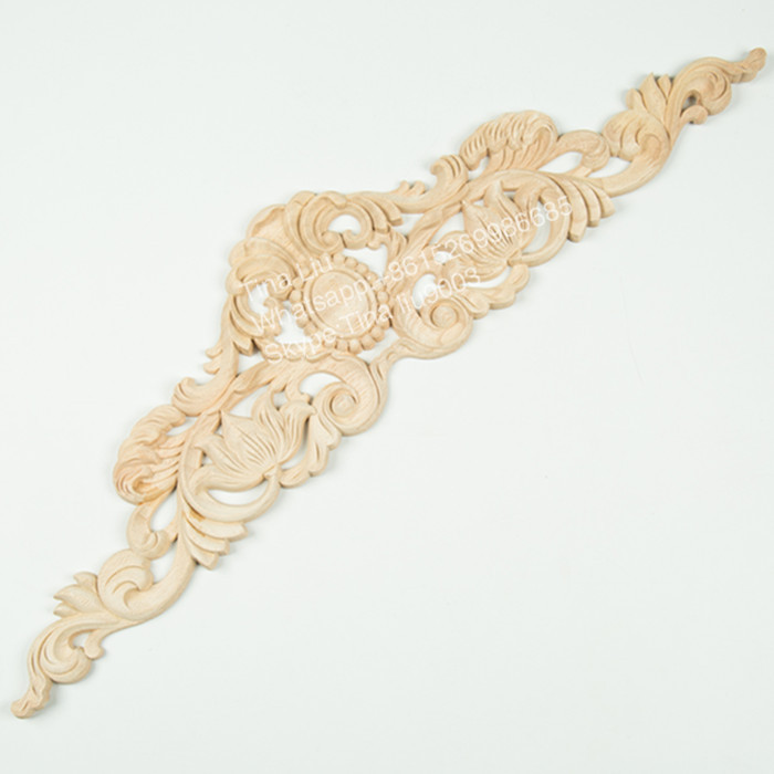Wood Carved Corner Onlay Applique Frame Decoration Furniture Unpainted Home