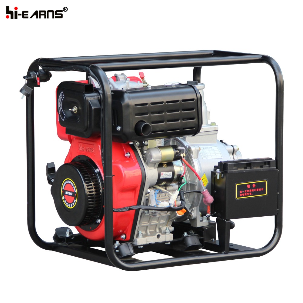 4 inch Air-cooled electric start diesel water pump with square pipe red color