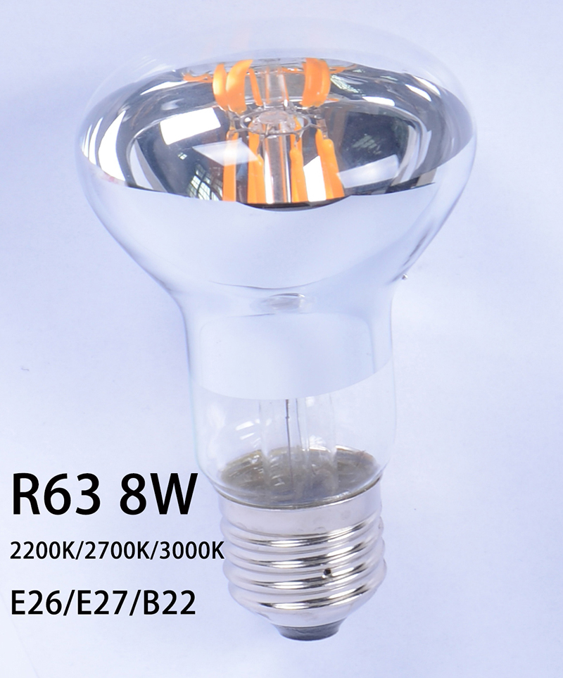 warm white led bulb lamp r63 e27 8W sliver color indoor with CE/ROHS RA90