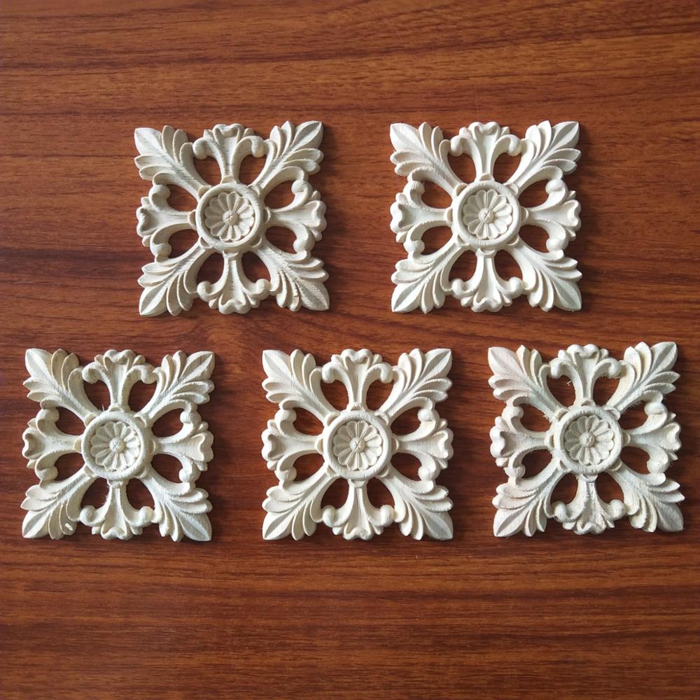 square antique decorative wood carving onlay