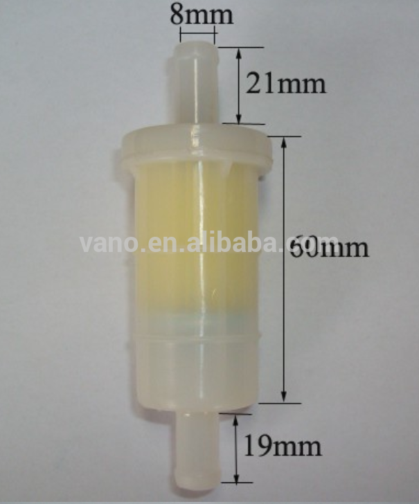 Yellow plastic 8mm fuel filter motorcycle oil filter