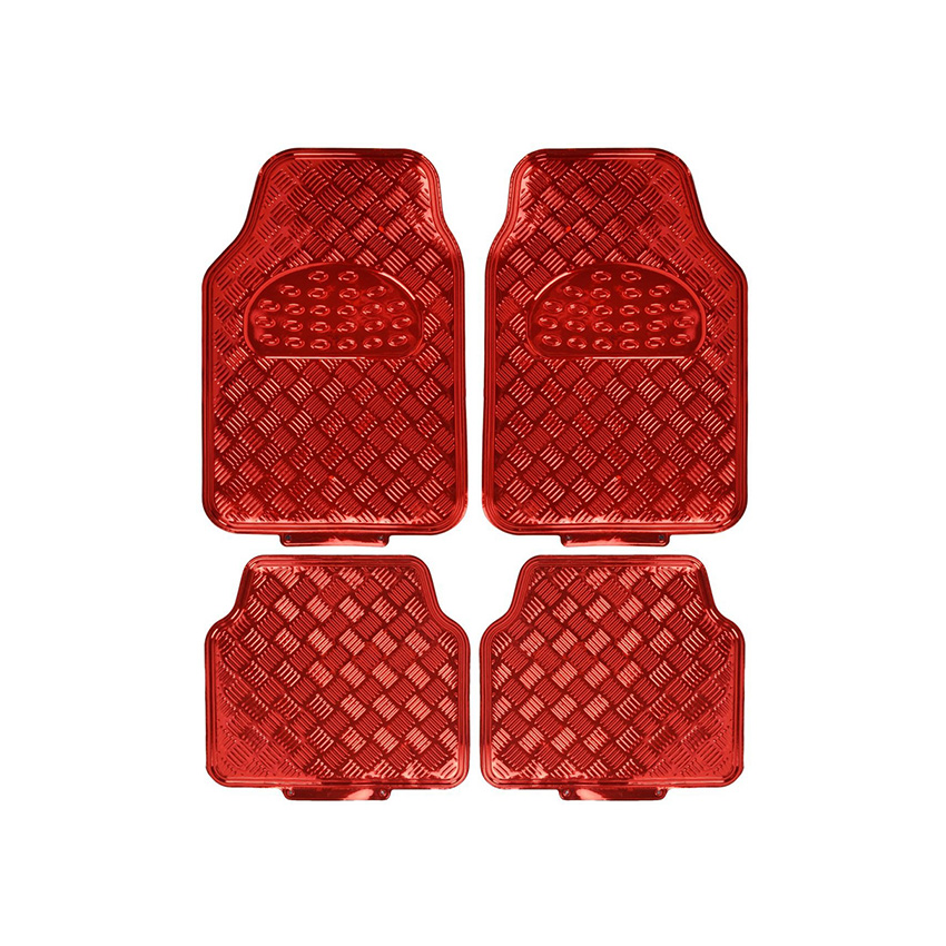 4 Piece Colorful Aluminium Car Floor Mat With Red color